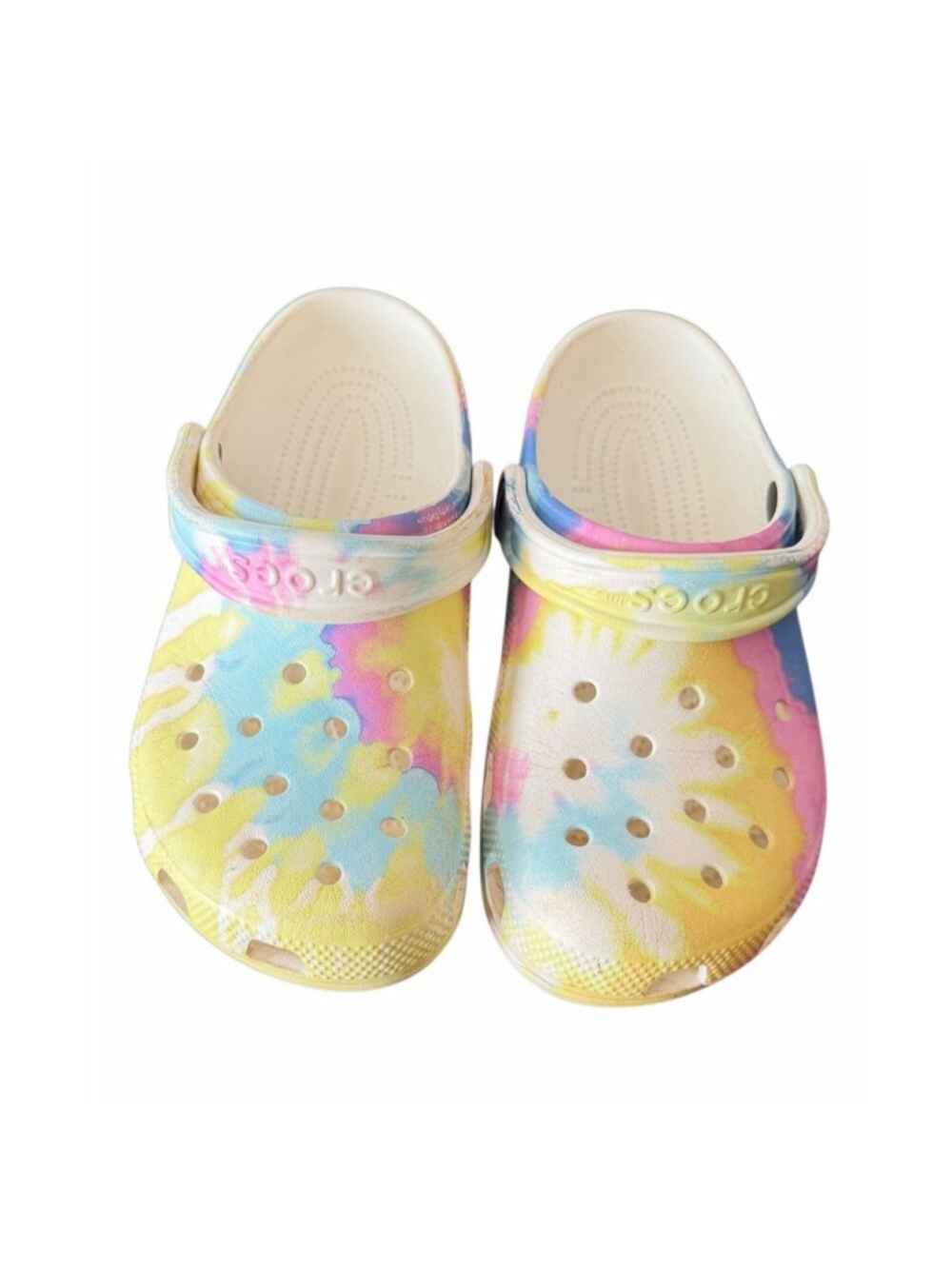 Crocs Classic Tie-Dye Graphic Clogs Pastel White Multi Unisex J4